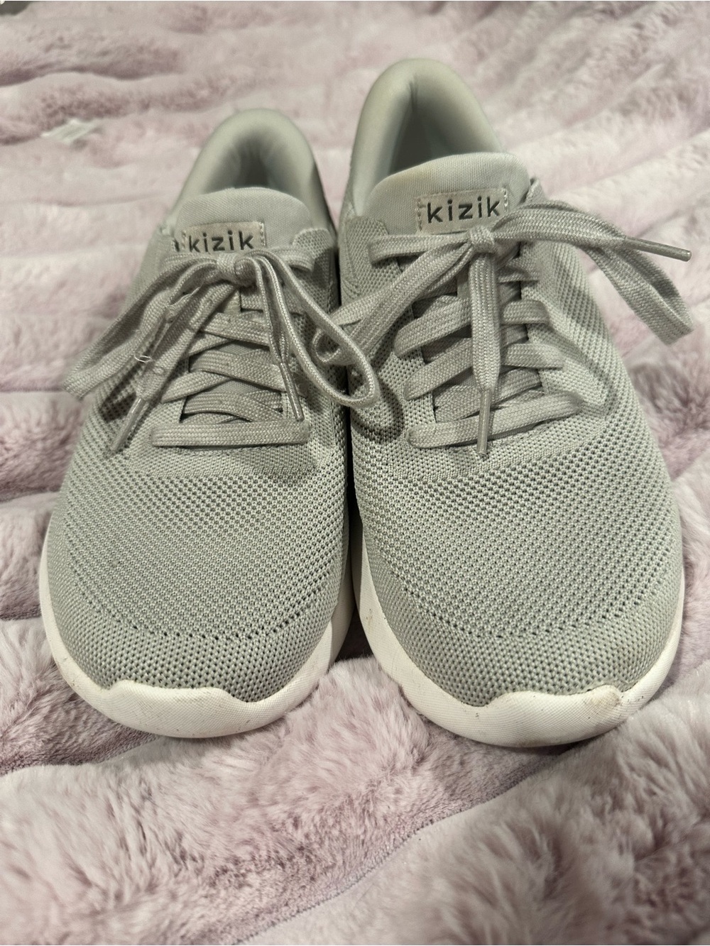 KIZIK 8.5 WIDE Women’s Light Gray Slip-On Knit Sneakers - Picture 3 of 13